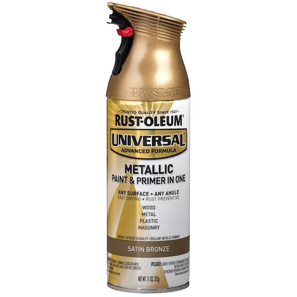Rust-Oleum Spray Paint, Satin Bronze, Satin Metallic, Solvent, 11 oz 314560 - main